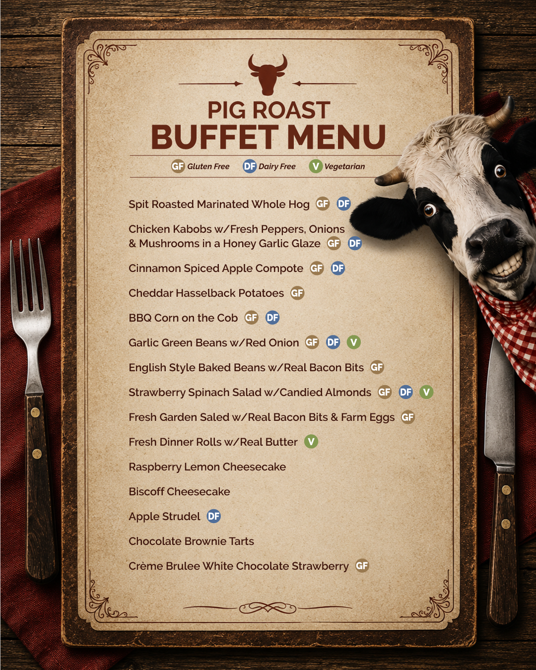 2026 Pig Roast Buffet Menu